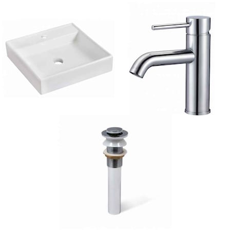 AMERICAN IMAGINATIONS 17.5-in. W Above Counter White Vessel Set For 1 Hole Center Faucet AI-33896